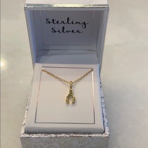 NIB-2 available-gold plated Sterling silver wishbone necklace
